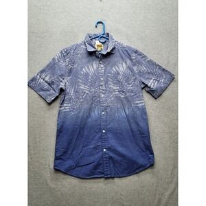 The Foundry Supply Co. Men Button Up Shirt LT Blue Floral Hawaiian Shirt